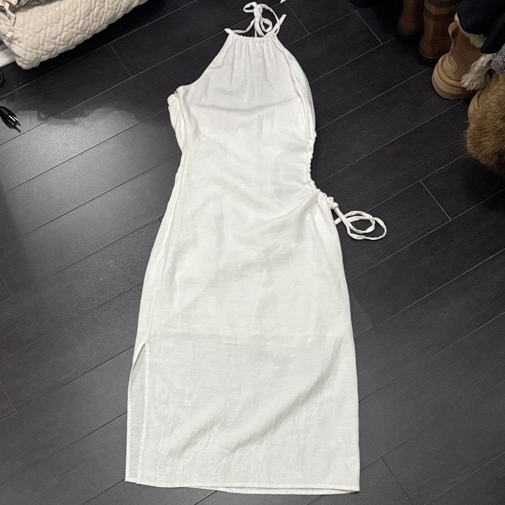 Crescent Elegant White Midi Dress